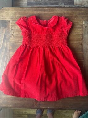 M&S Girls' Red Smocked Short-Sleeve Dress (UK brand)